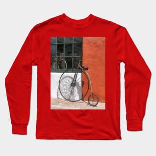 Bicycles - Penny-Farthing in Front of Bike Shop Long Sleeve T-Shirt